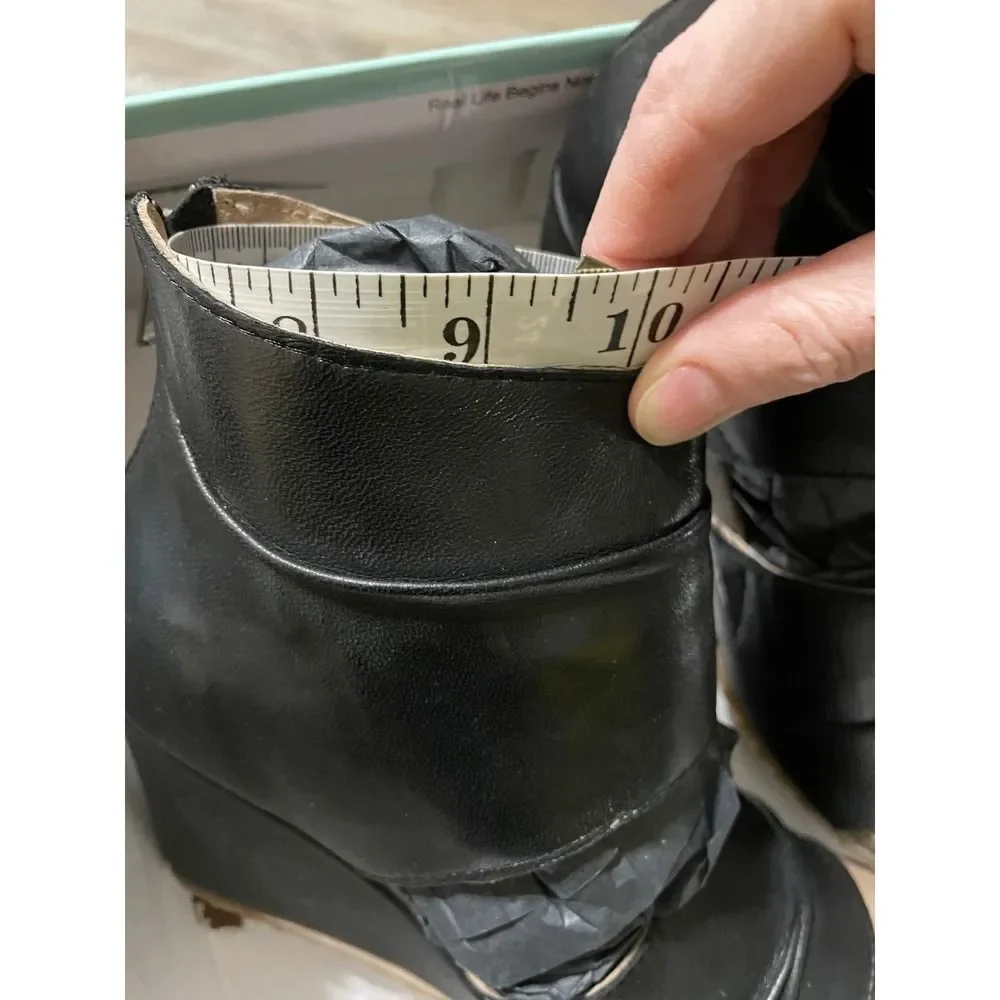leather Diba True Next N Line 3" Wedge Sandals W/ 8.5 Black Cutout LN/NWB - Picture 13 of 13